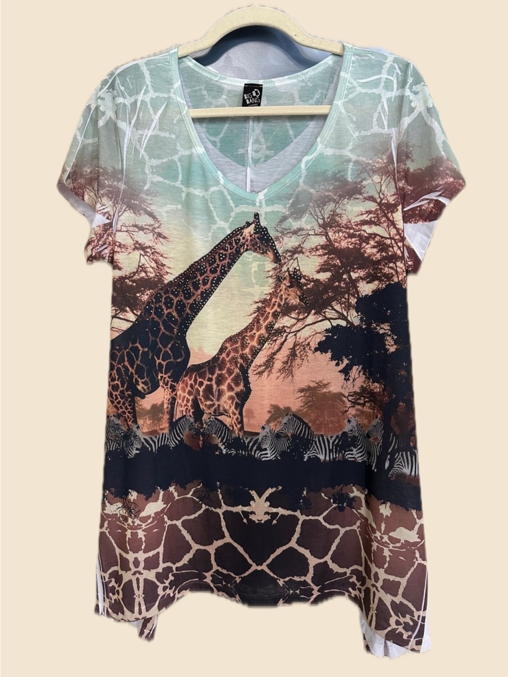 Embellished Giraffe Wildlife Top L-XL